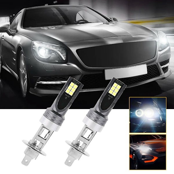 2 pcs H1 LED Headlight Bulbs Conversion Kit Low Beam High Beam 100W 6500K Super White