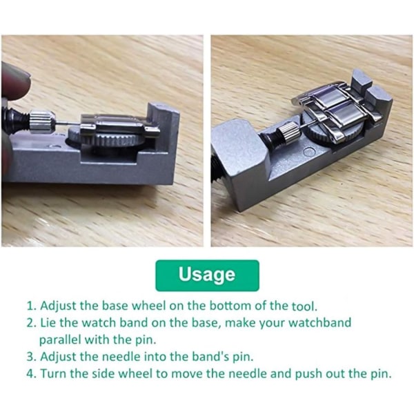 Justerbart pinnstansverktyg kompatibelt med klockor/klockor + 3 pinnstansar i olika storlekar