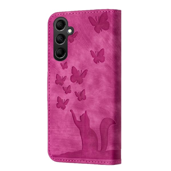 Samsung Galaxy S23 FE 5G Case with Butterfly and Cat Embossing Rosa