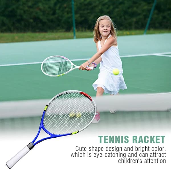 Slidstærk enkelt tennisracket til børnetræning (blå)[CO]
