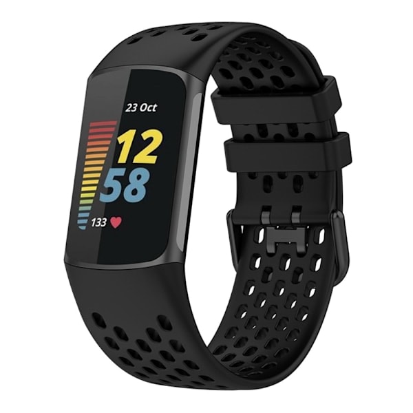Fitbit Charge 6 / 5 Armbånd Silikon Hul Svart