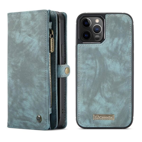 CASEME iPhone 12 Pro Max Retro plånboksfodral - Blå Blå blue