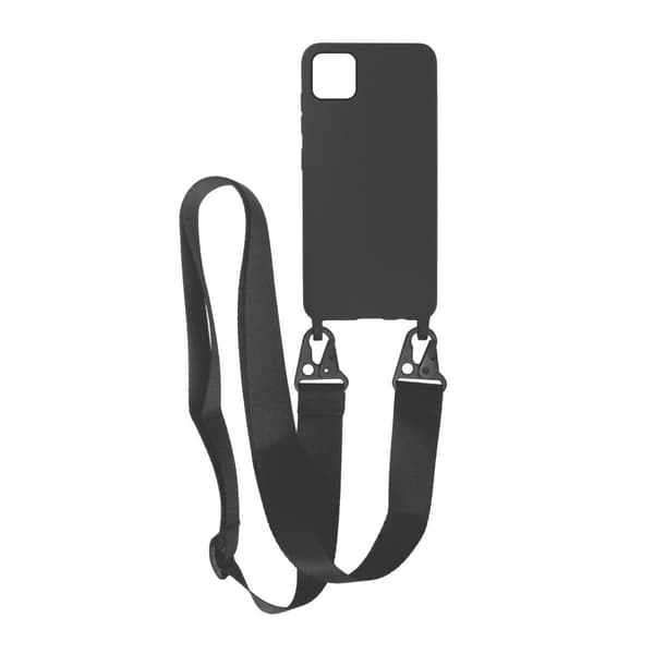 iPhone 11 Pro Max Silikonecover med Rem/Halskæde - Sort Svart black