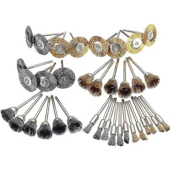36-pack Slipstenar Borstar Dremel Rotationsverktyg Mässingsbelagda Stålborstar[CO]