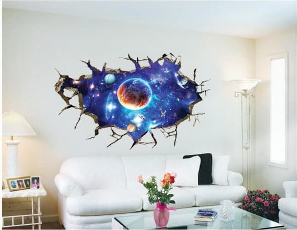 3D Broken Space Planet Wall Sticker Bedroom Living Room Ceiling Decoration Sticker