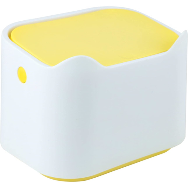 Small (Yellow+White) Desktop Trash Can, Portable Mini Desktop Trash Can