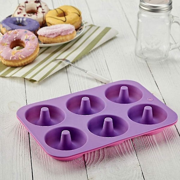 1 stk. silikone donutforme donut maker form 6 hulrum non-stick sikker bageplade