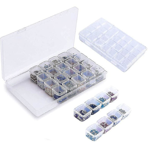 Plastic Organiser Storage Box 28 Removable Grids Compartment For Jewellery Beads Earring Tool Container Clear