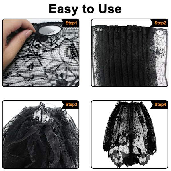 20 x 60 tuuman Halloween-koristelampun varjostimen suojus, lampun varjostimet, lampun suojus, vintage Halloween-koriste, hämähäkinseitikkö, musta pitsi, suojus