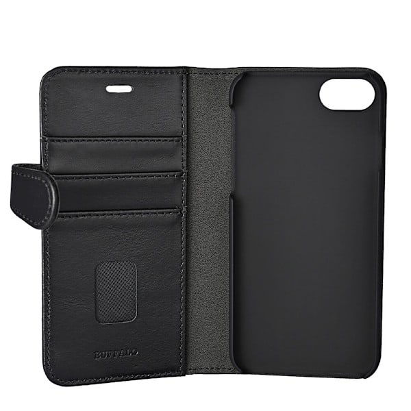 Buffalo iPhone 6/7/8/SE Etui 2i1 Ægte Læder Sort