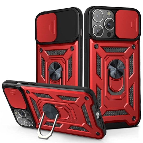 iPhone 13 - Hybrid Ring Suojakuori CamShield - Punainen