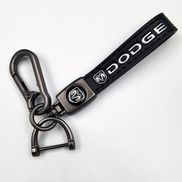 Personalized Metal Logo Keychain - Leather Keychain for Men Dodg Dodg Dodg Dodge Gunmetal Hardware