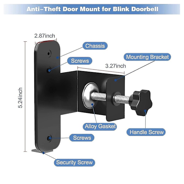 Blink dørklokke dørbeslag, ingen bore dørklokke beslag til Blink, tyverisikret videodørklokke beslag, ikke
