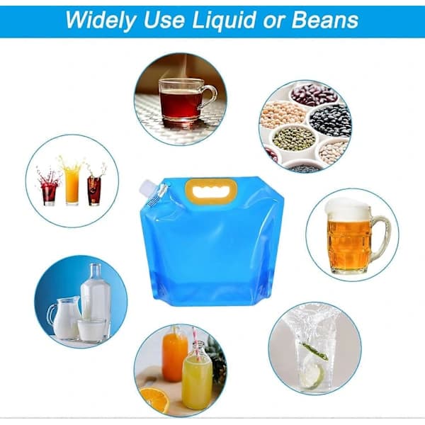 0,66 Gallon Foldable Water Container, 4-Pack Plastic Storage Jug Foldable Water Bag for Camping, Hiking, Emergency Water Storage, Clear Blue 0,66 Ga...