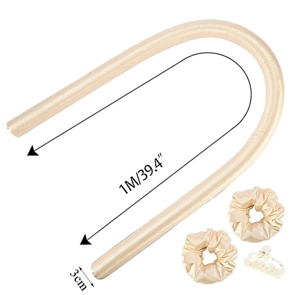 Siden Hårcurlers, Hårcurlers, Curling Wand Hårband Curlers, Skum Heatless Curle (champagne)