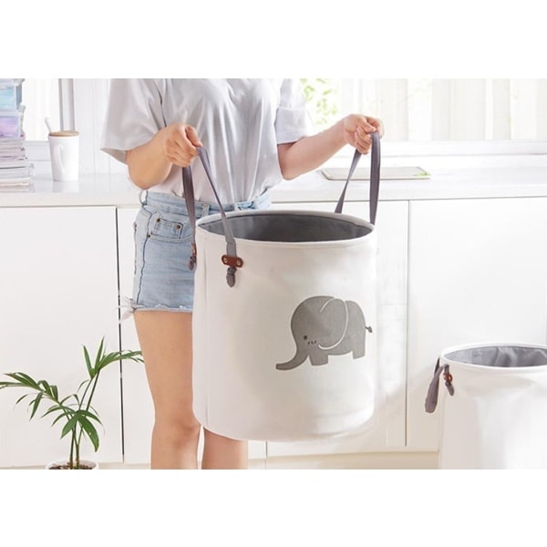 Tvättkorg i hampa Förvaringskorgar Barnrum Bomullslinne Kollektion Organizer Canvas Tyg Vikbara Påsar Babyleksaker, Elefant