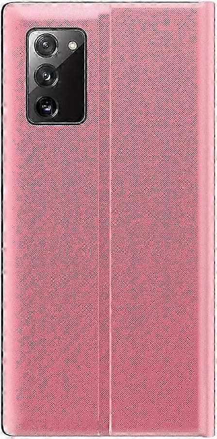 Samsung Galaxy S20 FE Smart View Flip Cover - Premium Leather Case, Mirror Window, Stylish, Protective Flip Case Pink