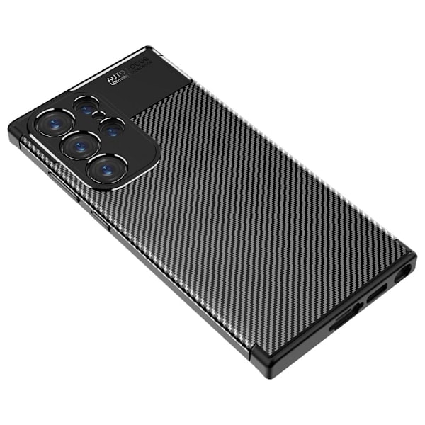 Samsung Galaxy S23 Ultra Cover Kulfiber Tekstur Sort