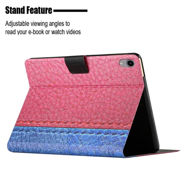 iPad 11 11th Gen / 10.9 10th Gen 2022/2025 Leather Case with Solid Color Stitching - Smart Tablet Cover Rosröd