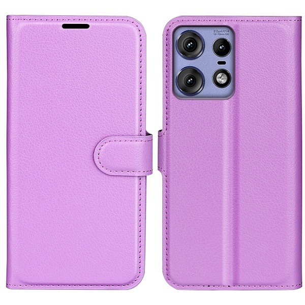 Motorola Edge 50 Pro 5G Litchi Læder Etui Lilla