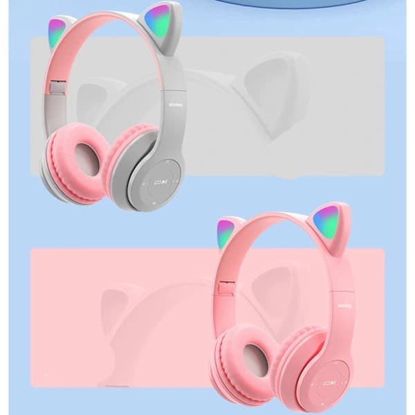 Trådløst headset Sød katteform HiFi Lydkvalitet Lysende Stereo Bluetooth-hovedtelefoner til Hjemmeskolekontor Pink[CO]