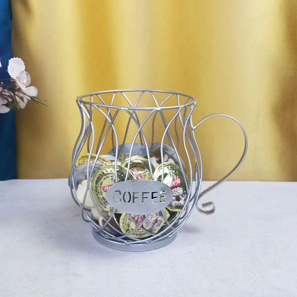 Kaffekapselhållare i järn, urholkad kopp, kaffepodförvaring för hemmet[co]
