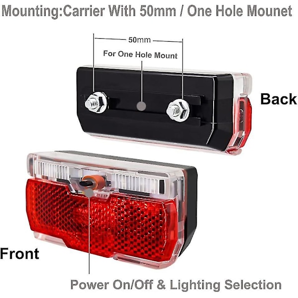 Sykkel bakre bagasjeromslys med to moduser, fast og blinkende, passer til 50 mm panniers, superlys LED baklys