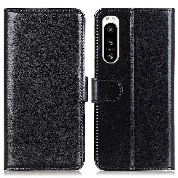 Sony Xperia 5 IV Etui Crazy Horse Læder Sort
