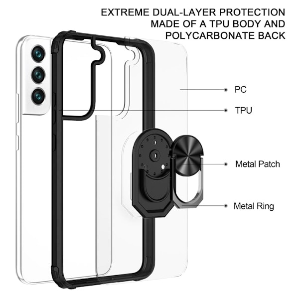 Samsung Galaxy S23 Kuori Armor Ring Hybrid Punainen