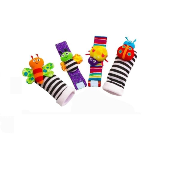 Baby Sensorisk Legetøj Strømper & Håndledsrasler Lamaze Rasle Sæt Armbånd Nyfødt Gave, 4 stk. A