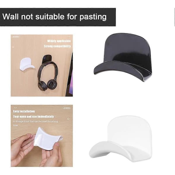 Punch-Free Headphone Mount Storage Hook Self-Adhesive Black / White