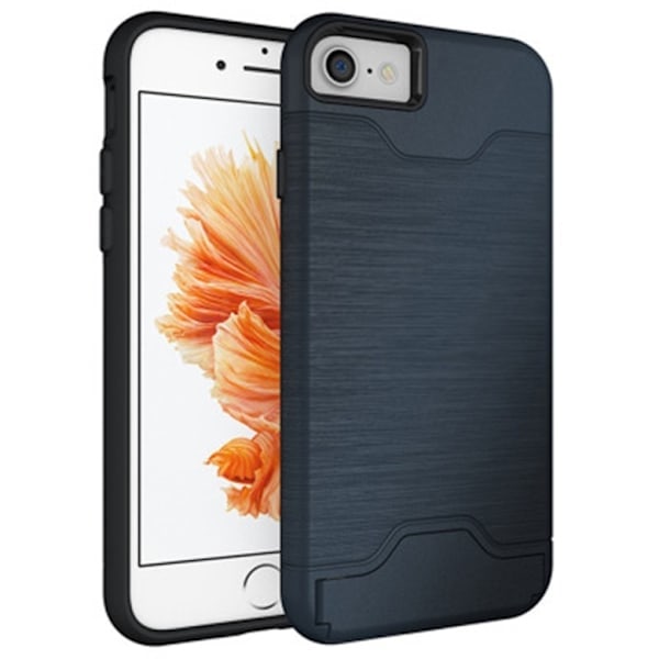 iPhone 7/8 Plus Kuori Korttitaskulla ja Tuella - Tumman Sininen