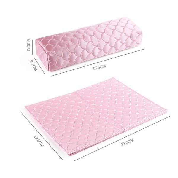 2 stk. foldbare bløde silkenegle håndpude armlæns pude til manicure salon (pink)[CO]