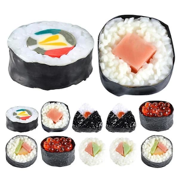 Realistisk Falsk Mat Sushi Modell för Utbildningsdemonstration med Triangulär Form 12st Multi 4.00X4.00X3.50CM