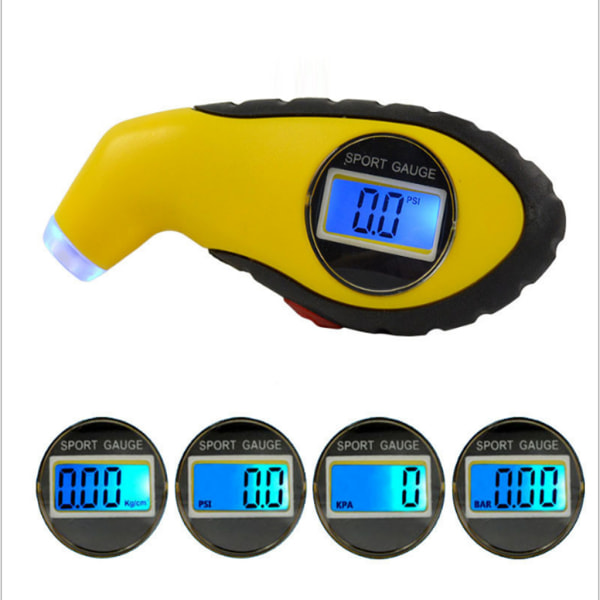 Digital däcktrycksmätare, däcktrycksmätare (gul)