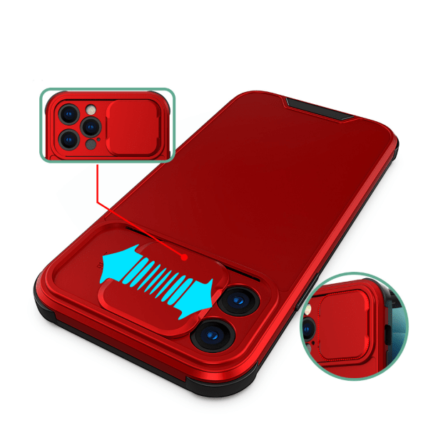 iPhone 13 - Hybrid Stötsäker CamShield Skal - Röd