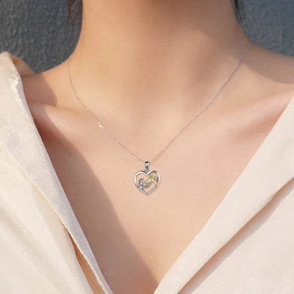 Halsband med Flicka och Häst för Flickor Sterling Silver Hästsmycke[co]