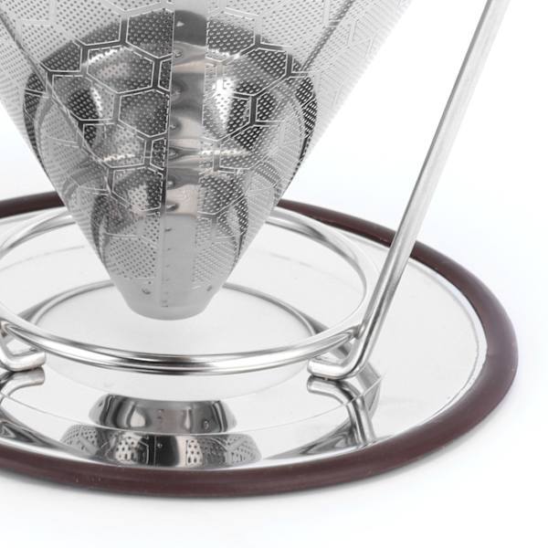 Rostfritt stålfilter med hållare Kaffefilter Mesh Tratt Kökskaffebryggningsverktyg 1-6 koppar