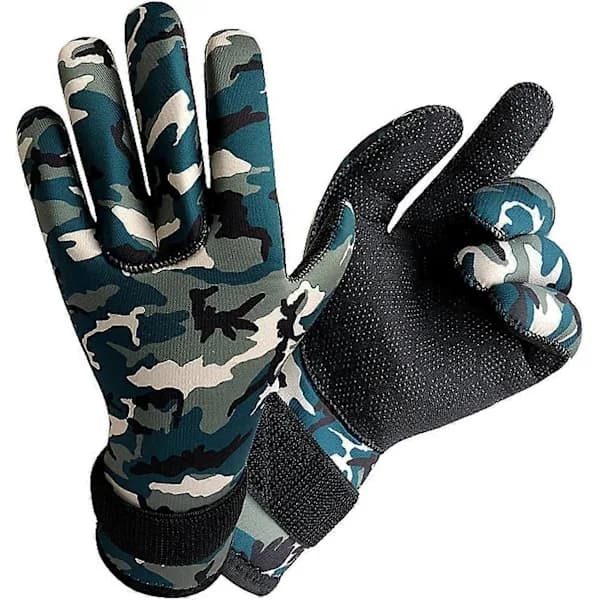 Dykhandskar 3MM Neopren Dykhandskar Halkfria Varma Undervattensjakthandskar Snorkling Simning (Vit camo, L)[co]