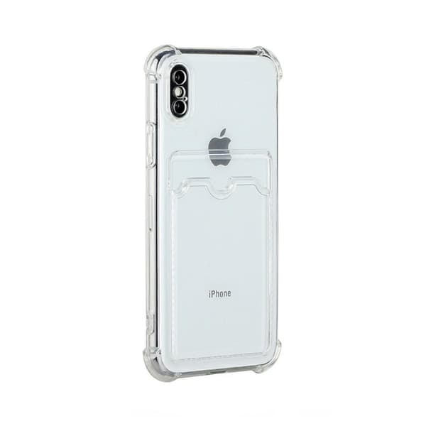 iPhone X/XS Shockproof Case with Card Holder - Transparent Transparent transparent