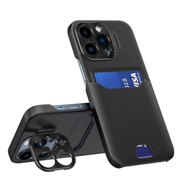 iPhone 12 Pro Max Stødabsorberende Cover med Kortholder Glitch Rosa