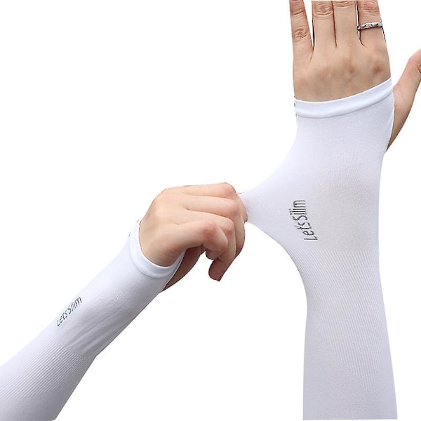 10 par unisex UV-skyddande armkylskydd i issilke (vit, stickad is)