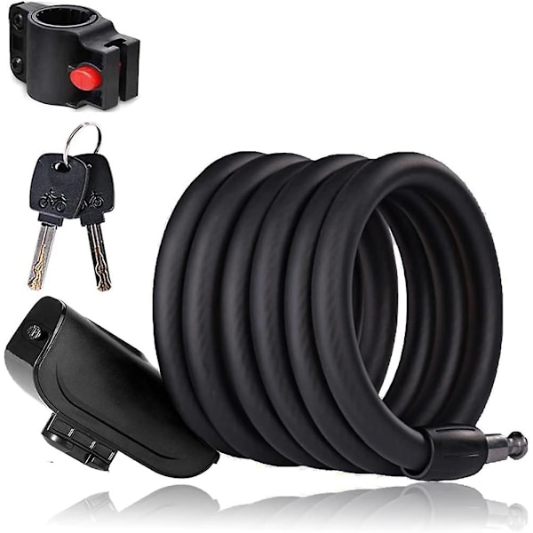 Bicycle Lock With High Security - Spiral Cable Lock With Key