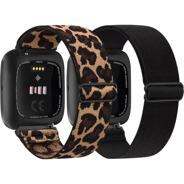 2-pack armband kompatibla med Fitbit Versa 3/4 - Snyggt elastiskt ersättningsarmband