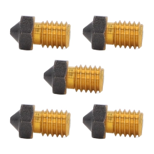 3D Hotend-dyser, sterke feste reservedeler, jevn oppvarming 5PCS M6-tråd 3.0 Mohs hardhet messingutskriftsdyse (1.75mm/0.8mm)