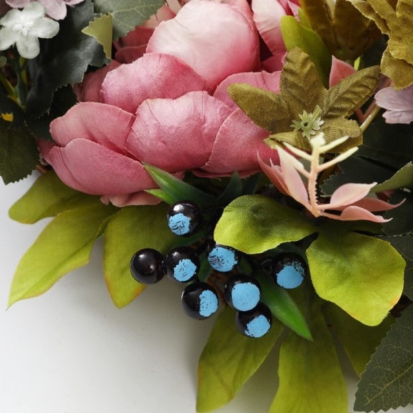 14\" dørkranser, kunstig pionhortensia blomster dørkrans for vår og sommer alle årstider