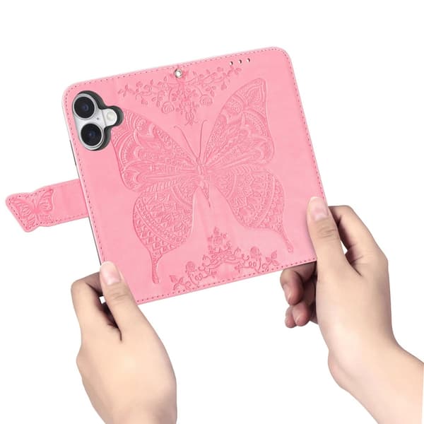 iPhone 16 Cover Sommerfugleprint Rosa 65
