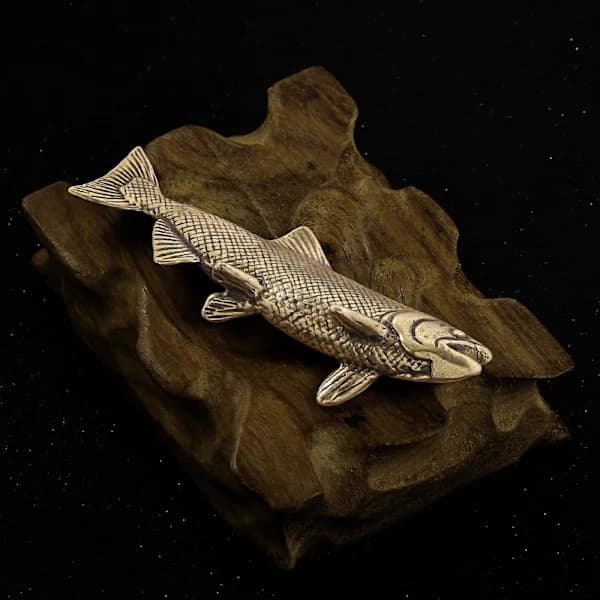 Fiskestatue i messing, dekorativ samlefigur for soverom, hotell, skrivebord