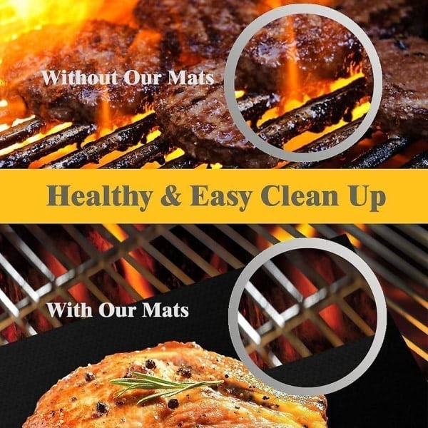Grillmattor för Grillning, Teflonbeläggning - Lätt att Rengöra, Återanvändbara, Hållbara, Värmebeständiga, Grillplåtar (6-pack)