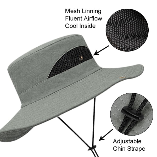 Sun Hat with Wide Brim, UV Protection, Foldable, Bucket Hat for Beach & Fishing